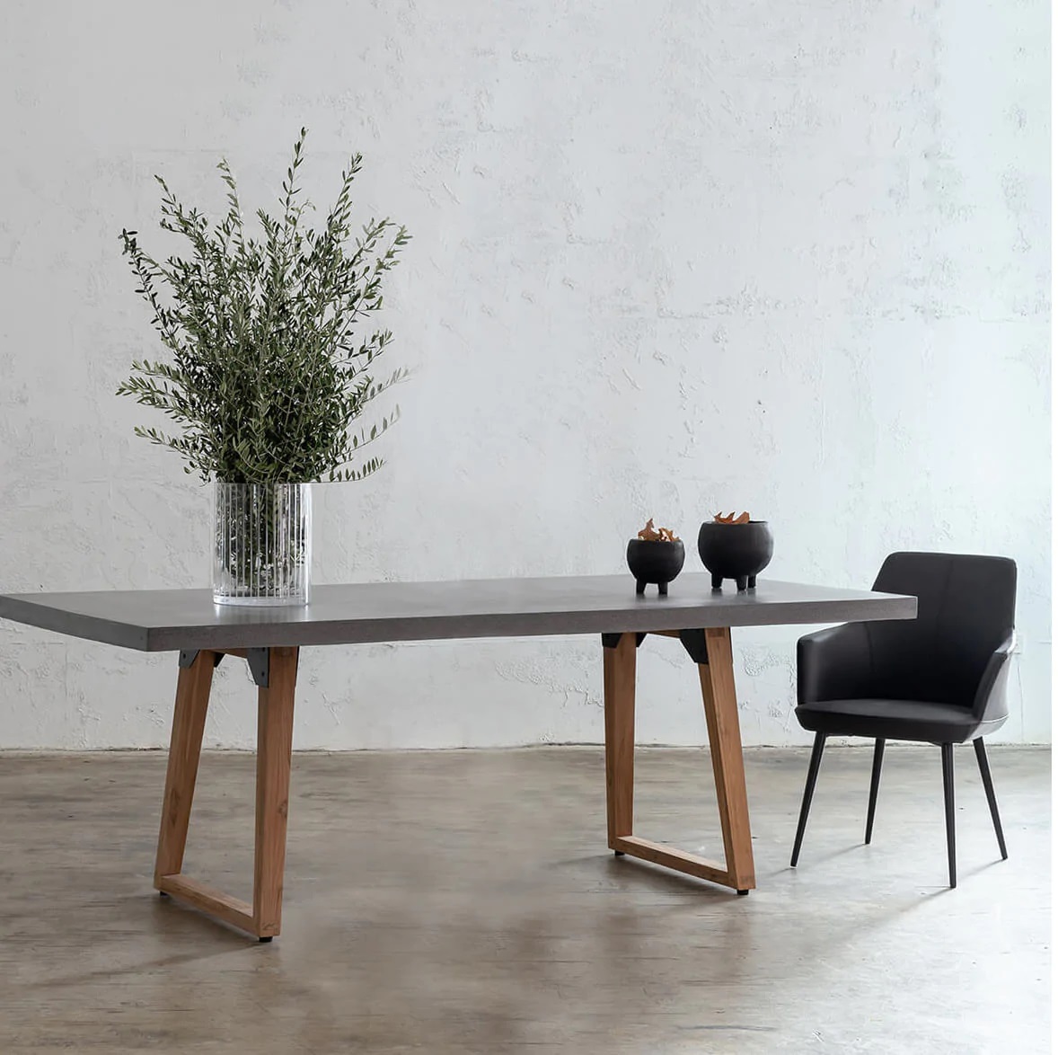 Aria Concrete Granite Top Dining Table + Scandi Leg | CLASSIC MID GREY | 2.2M