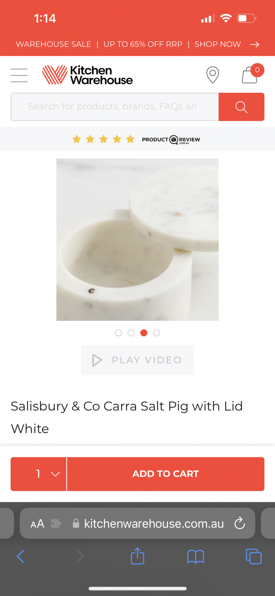 Salisbury & Co Carra Salt Pig with Lid White
