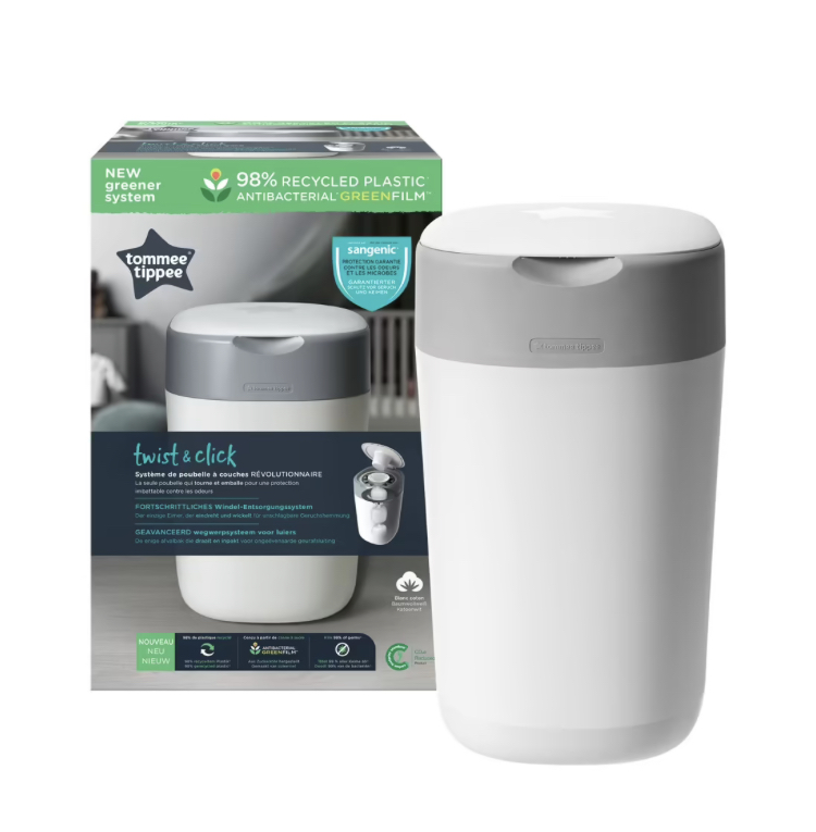 Tommee Tippee Twist & Click Nappy Disposal Unit - Cotton White