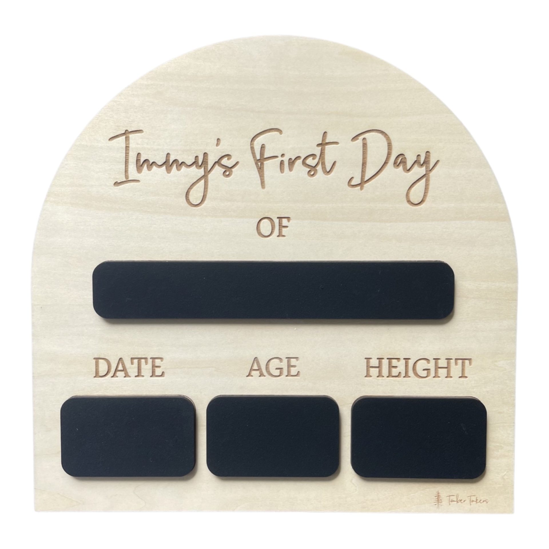 Timber Tinkers - First Day Arch School Board - black board