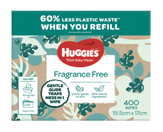 Huggies Thick Baby Wipes Fragrance Free 400 Pack