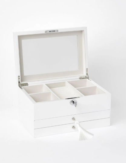 Design Studio Multi Drawer High Gloss Jewellery Box in White