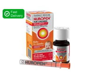 Nurofen For Children Baby 3+ Months Pain and Fever Relief Concentrated Liquid 200mg/5ml Ibuprofen Strawberry 50ml