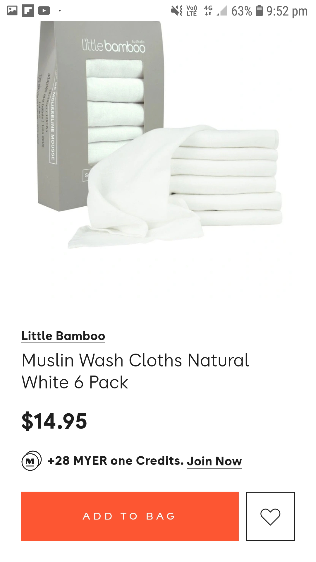 Muslin wash clothes 6pack