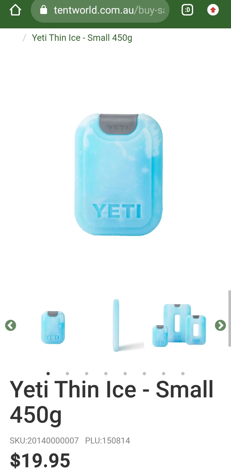 Yeti ice pack small for bottle bag