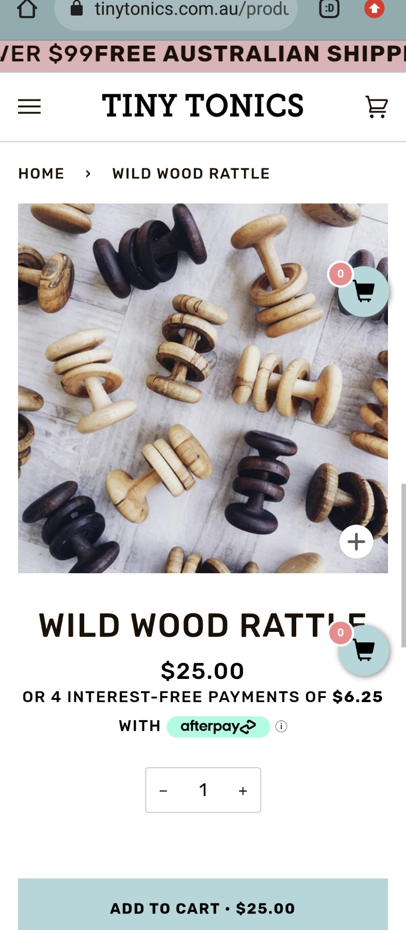 Tinytonics wooden Baby rattle