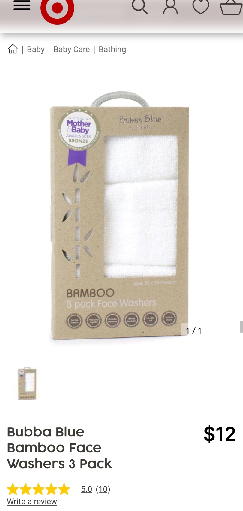 Bamboo face washers 3 pack