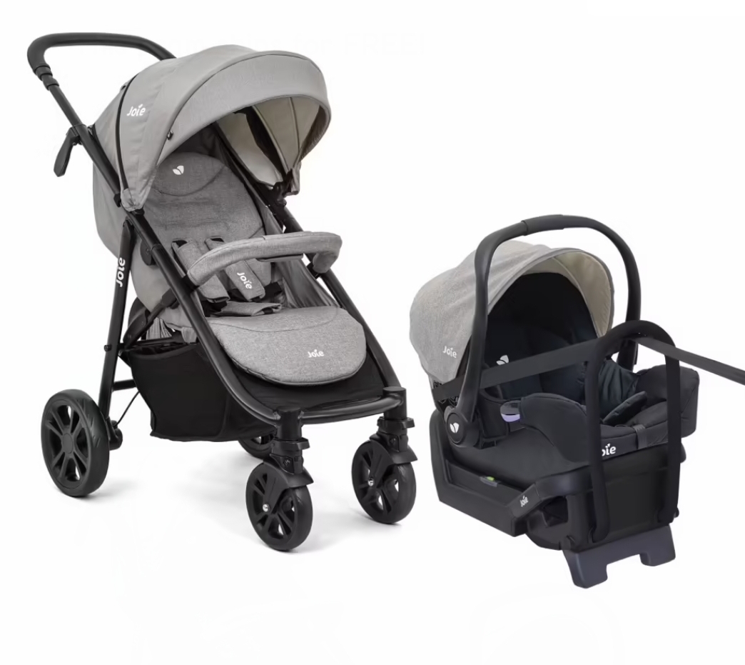 Joie Litetrax 4 DLX Travel System Stroller Gray Flannel