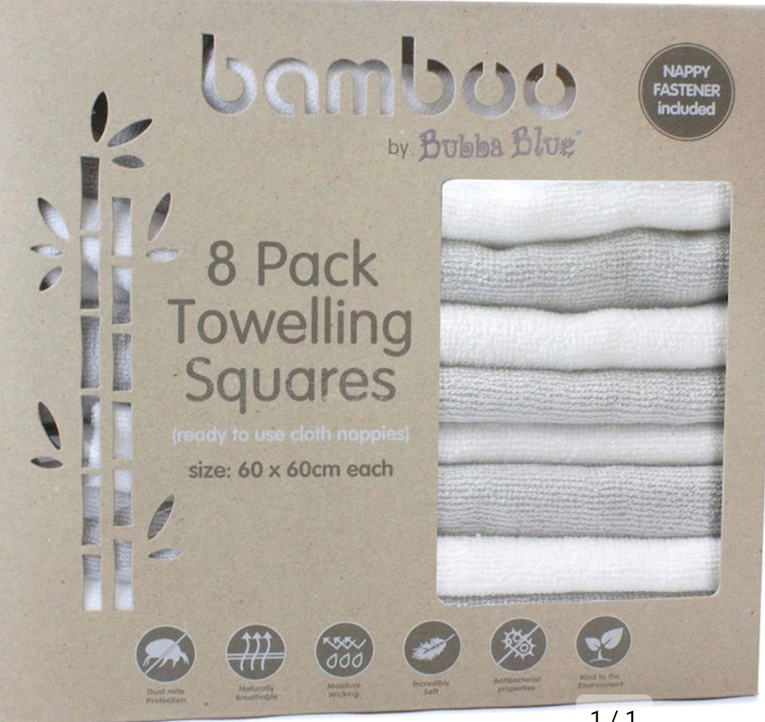 Bubba Blue Bamboo Towelling Squares 8 Pack