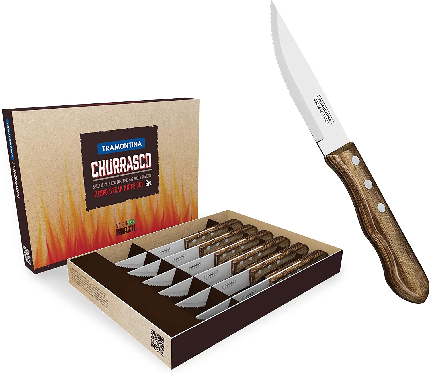 Tramontina Australia Jumbo Steak Knives - Brown - 6PCS