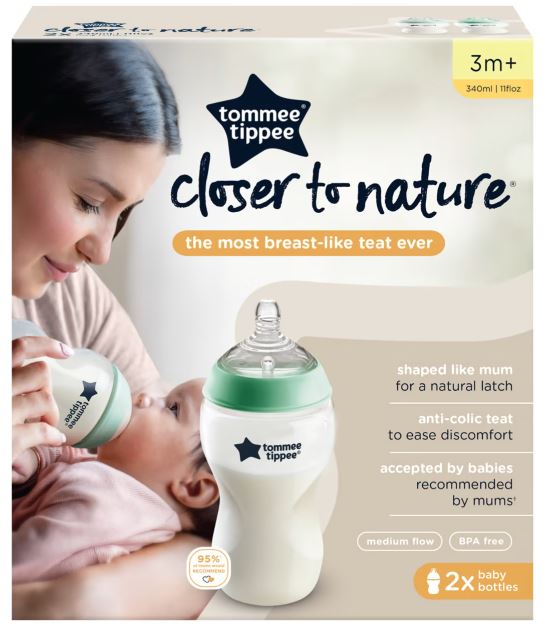 Tommee Tippee 2 Pack Closer to Nature Baby Feeding Bottle 3mths