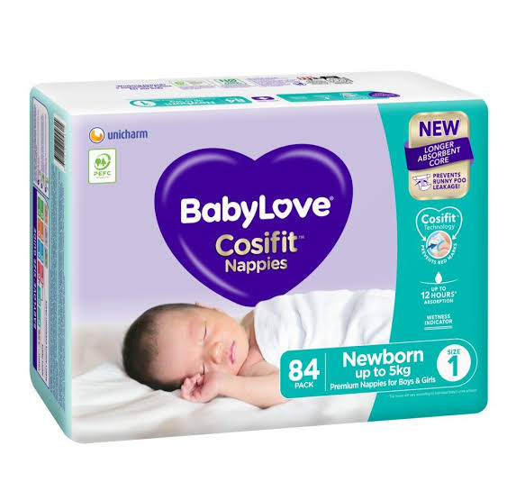 Babylove Cosifit Nappies, jumbo bag, newborn