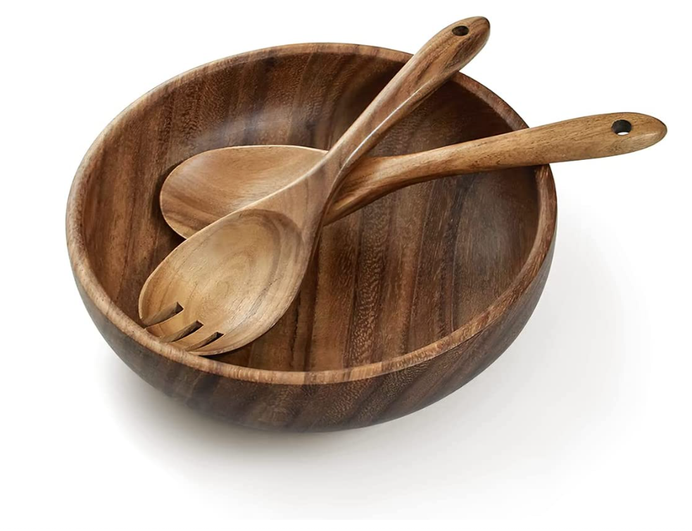 wooden salad bowl set