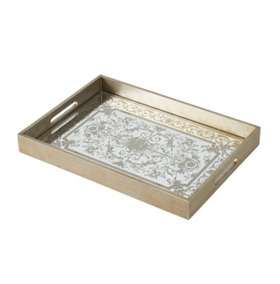 floral mirrored tray