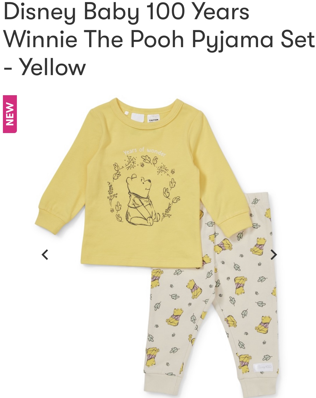 Disney Baby 100 Years Winnie The Pooh Pyjama Set