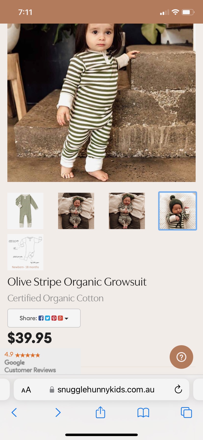 Snuggle Hunny green stripe grow suit