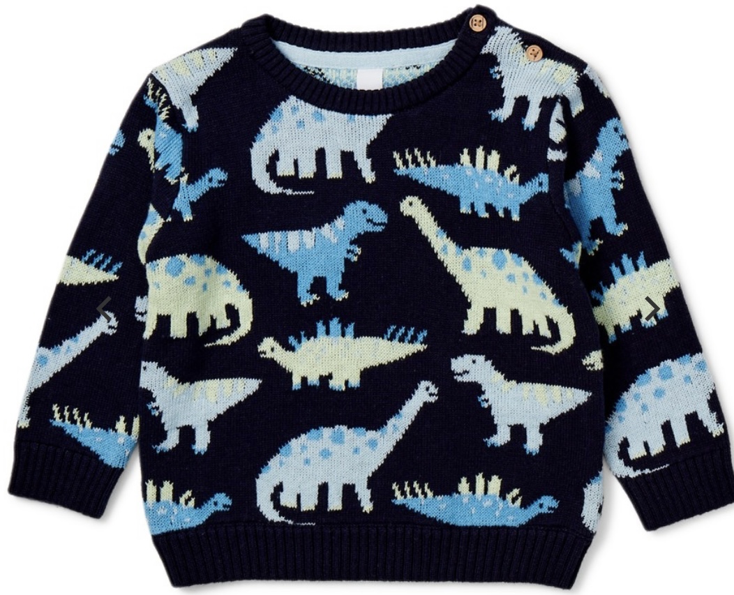 Dymples Baby Intarsia Knit Dinosaur Popover