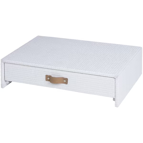 Otto Rattan Desk Riser with Drawers White