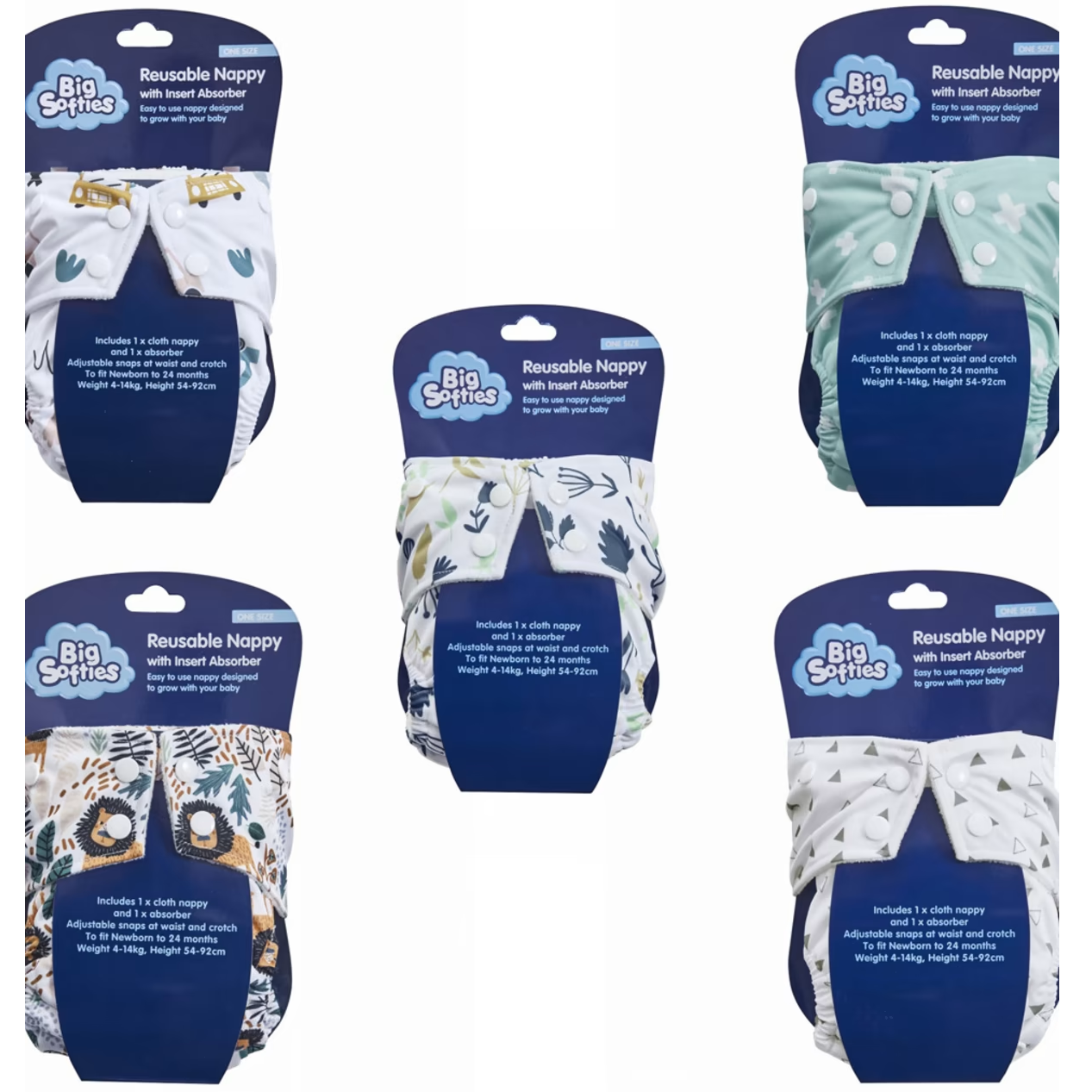 Big Softies Reusable Nappy with Insert Absorber - Assorted