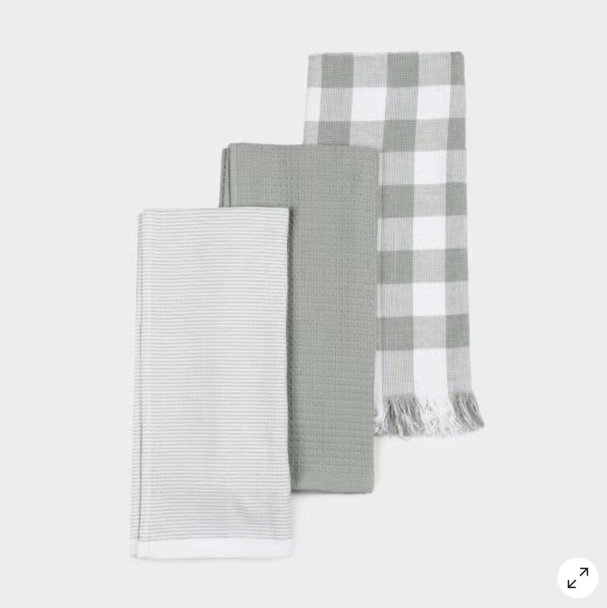 3 Pack Sage Green Check Tea Towels