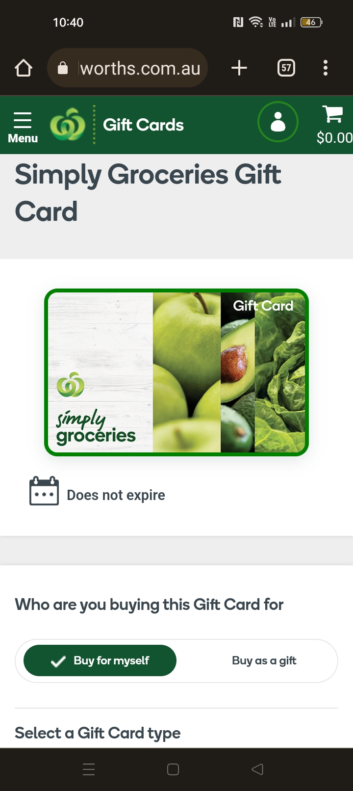 Woolies gift card