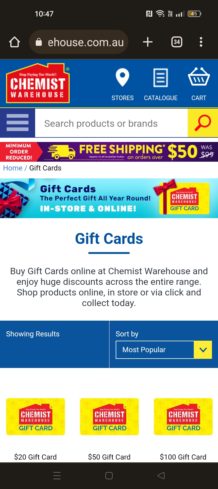 Gift card chemist warehouse