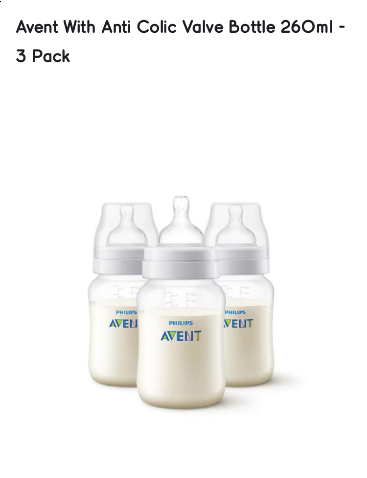 Avent With Anti Colic Valve Bottle 125ml - 3 Pack