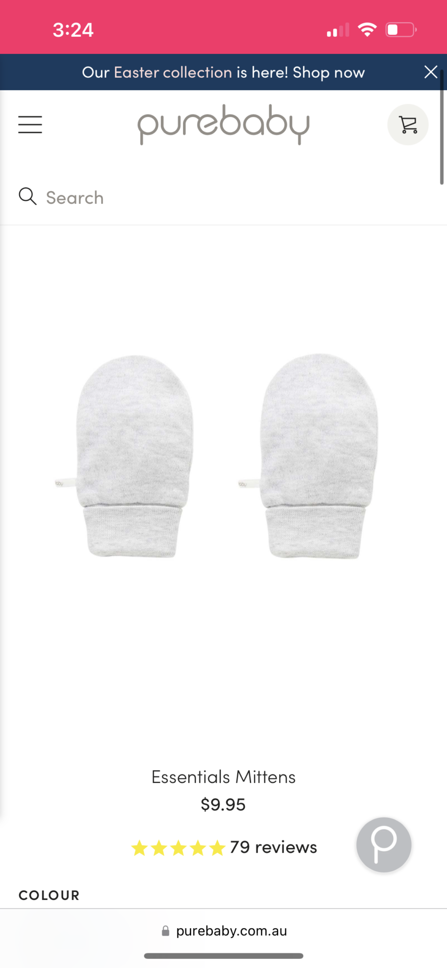 Organic cotton mittens Grey