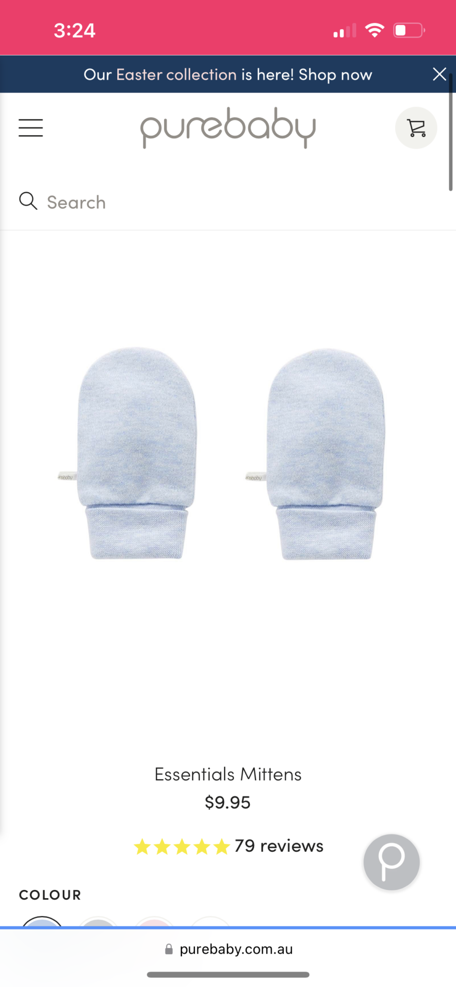 Organic cotton mittens blue