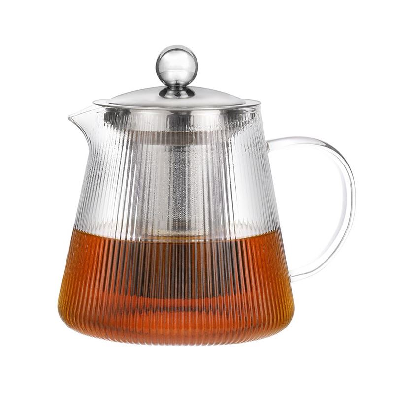 Ribbed Glass Tea Pot