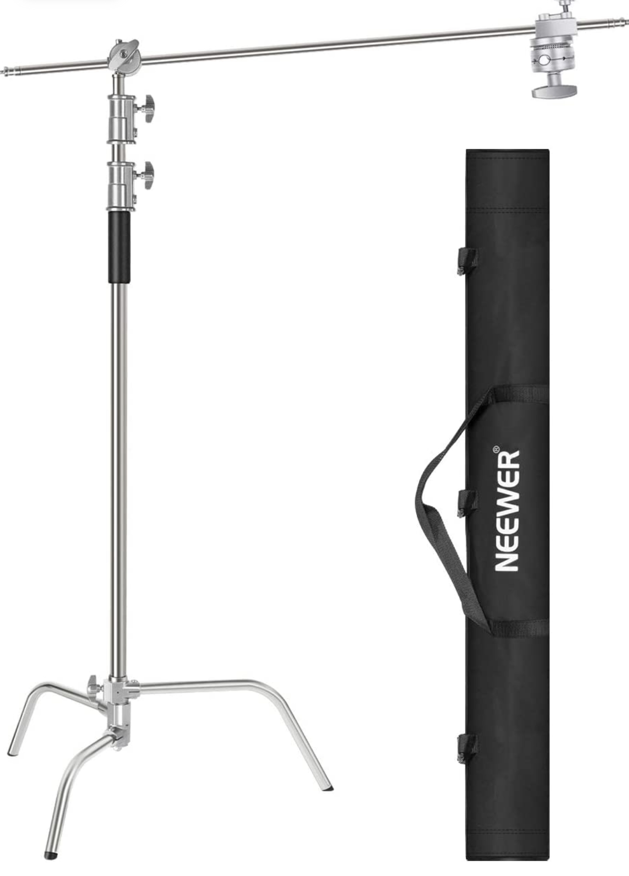 Neewer 10 Feet/3 Meters C-Stand Light Stand with 4 Feet/1.2 Meters Extension Boom Arm, 2 Pieces Grip Head and Carry Bag for Photography Studio Video Reflector, Umbrella, Monolight, etc (Basic Version)