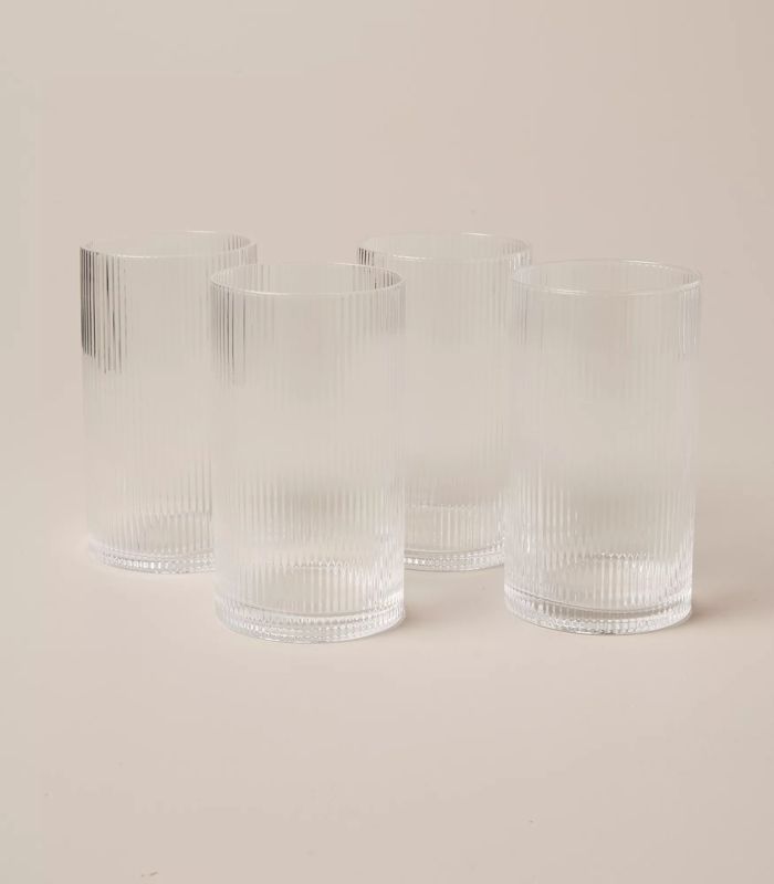 Airley Ribbed Highball Glasses - Pack of 4 (2 sets)