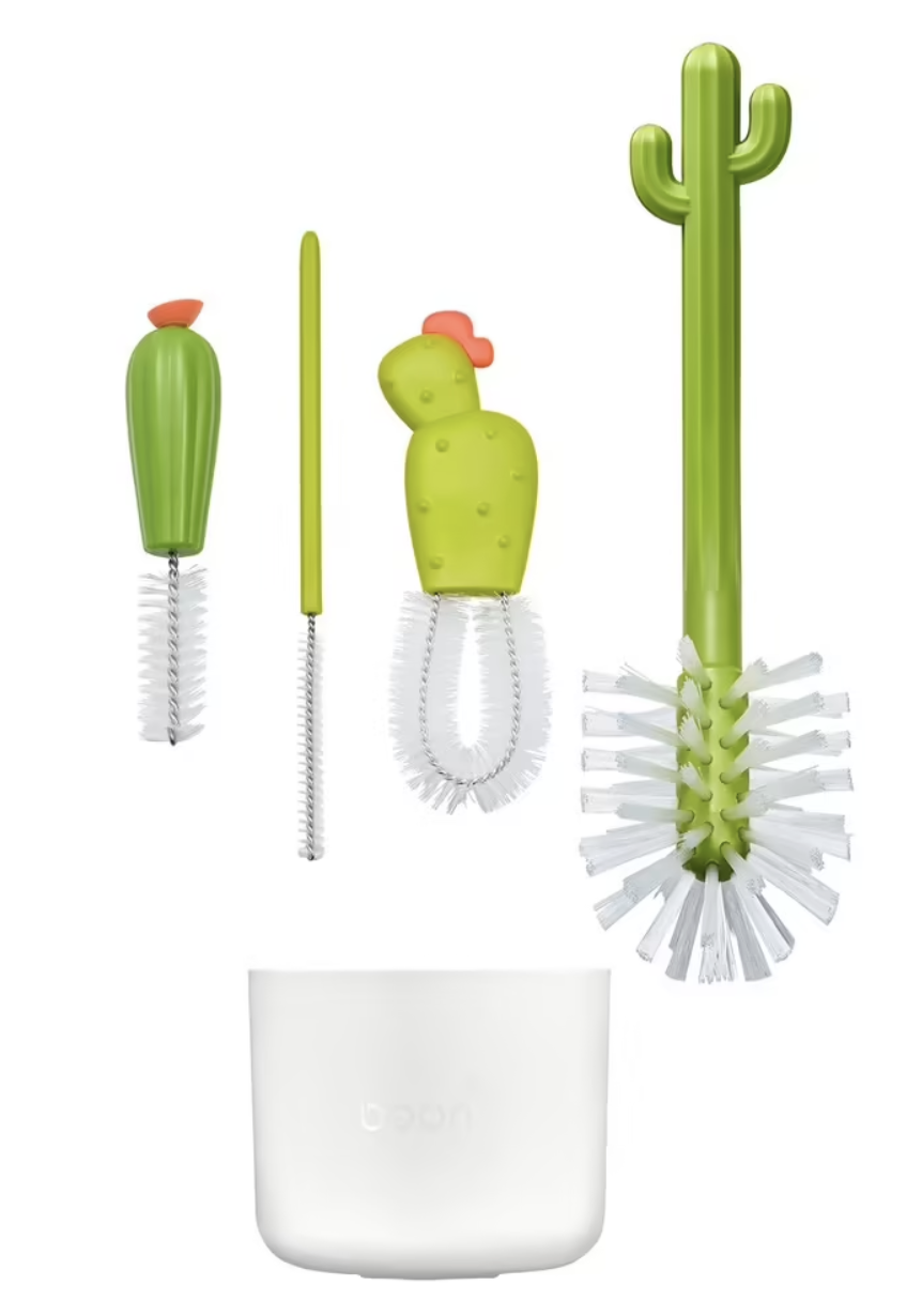 Boon Cacti Bottle Brush Set - White Pot - 4 Pieces