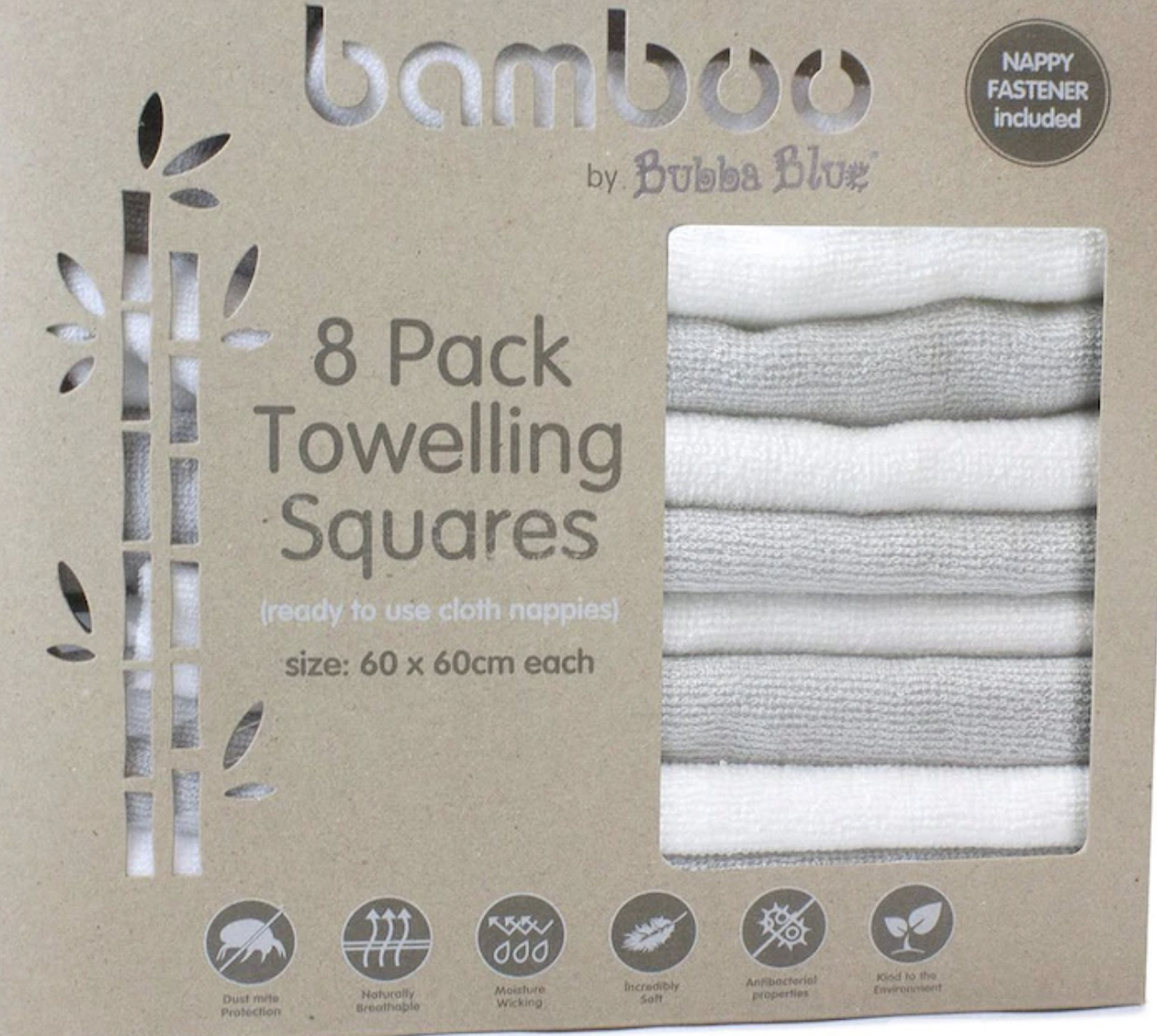 Bubba Blue Bamboo Towelling Squares 8 Pack