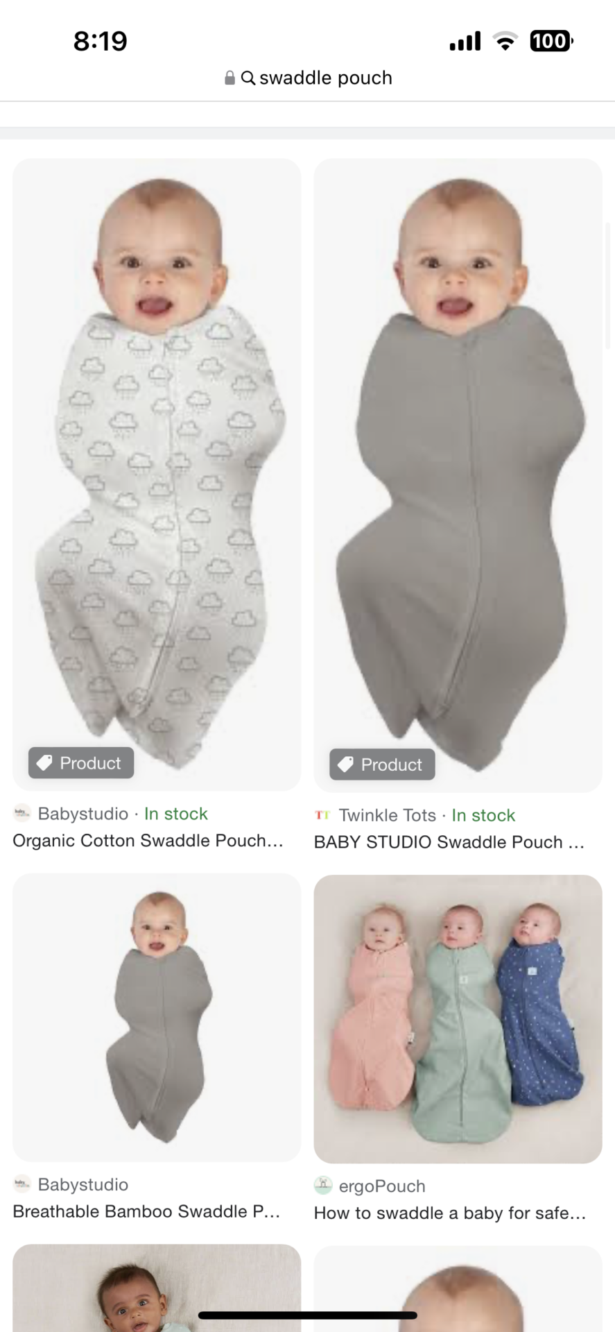 Swaddle sleeping pouches