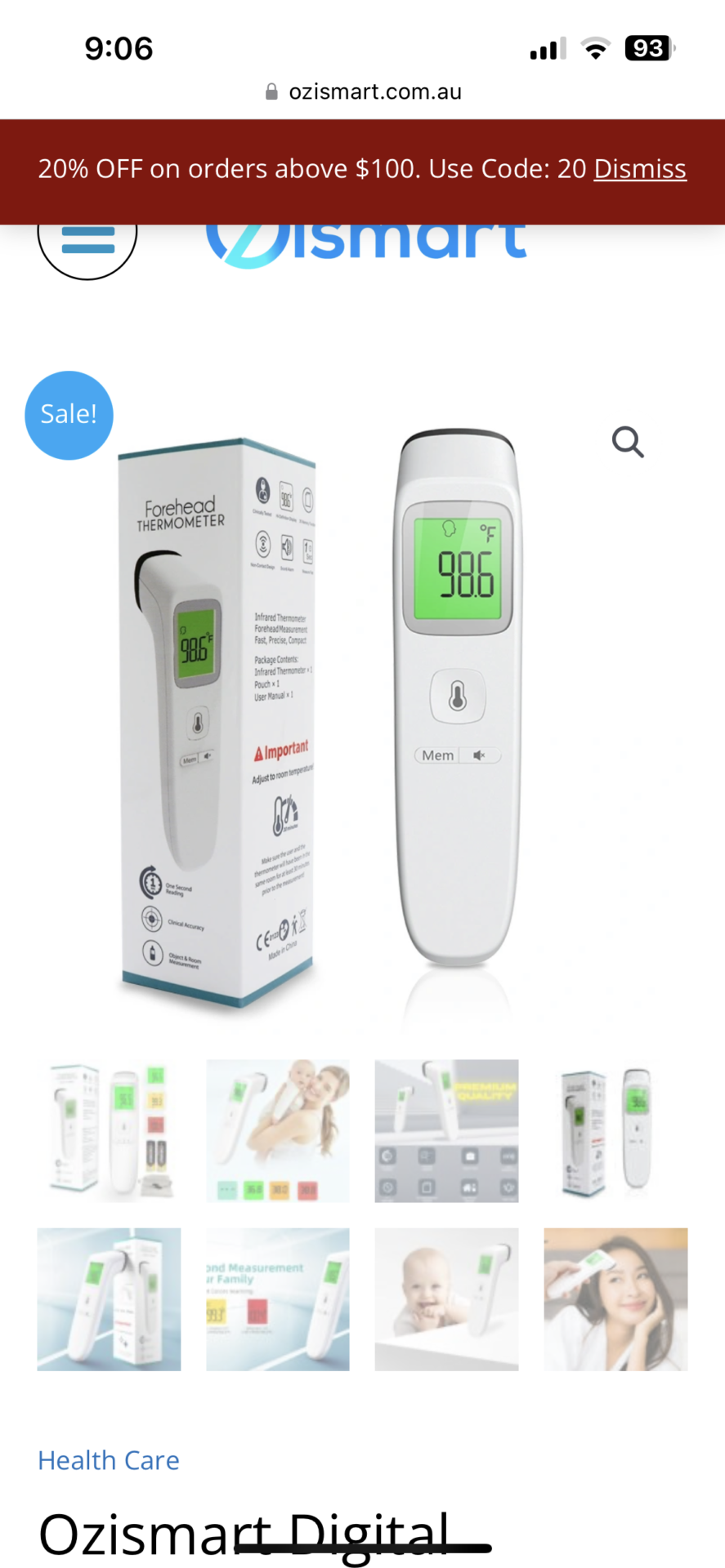 Forehead thermometer