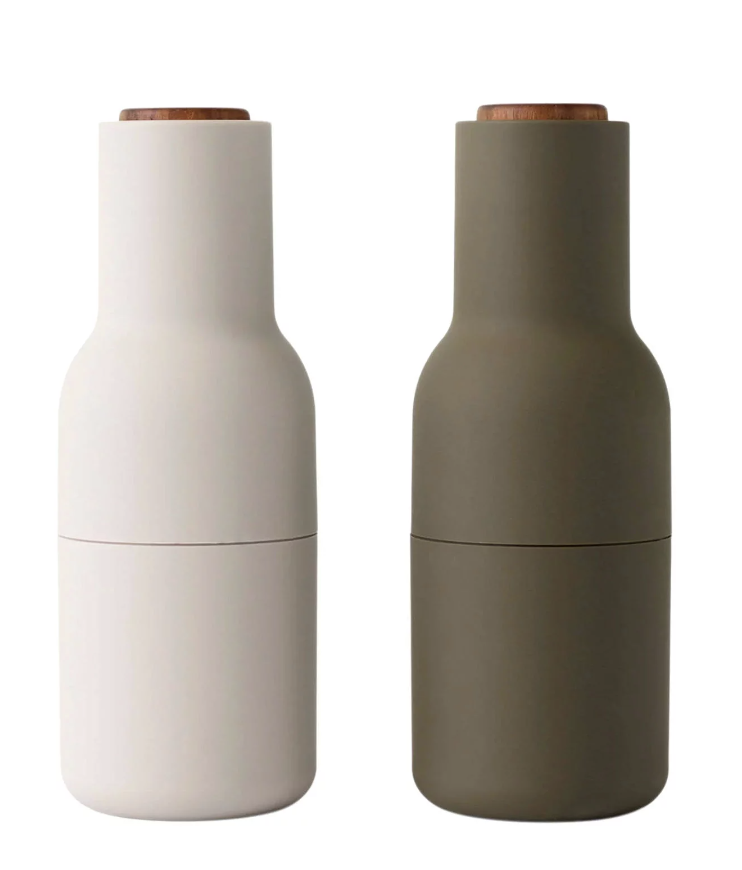 Menu Salt & Pepper Bottle Grinder with Walnut Lid Set of 2 Hunting Green & Beige