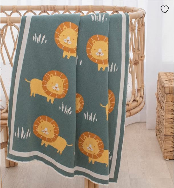 100% Cotton Knit Pram Blanket - Day at the Zoo