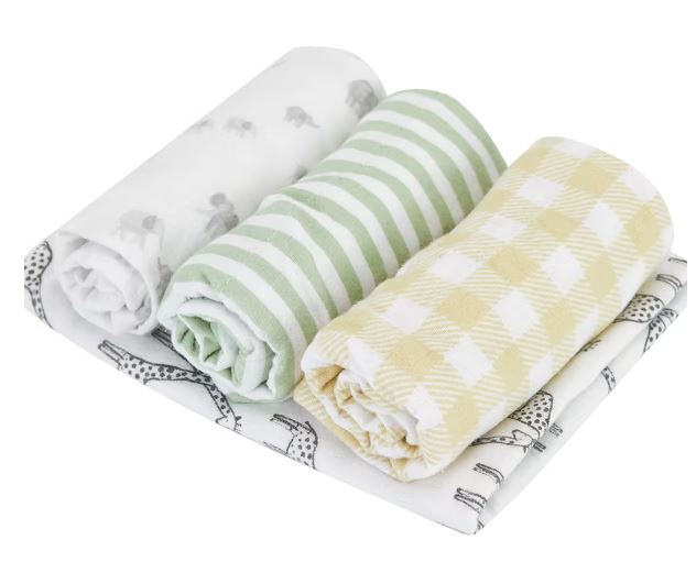 4 Pack Organic Cotton Burping Cloths