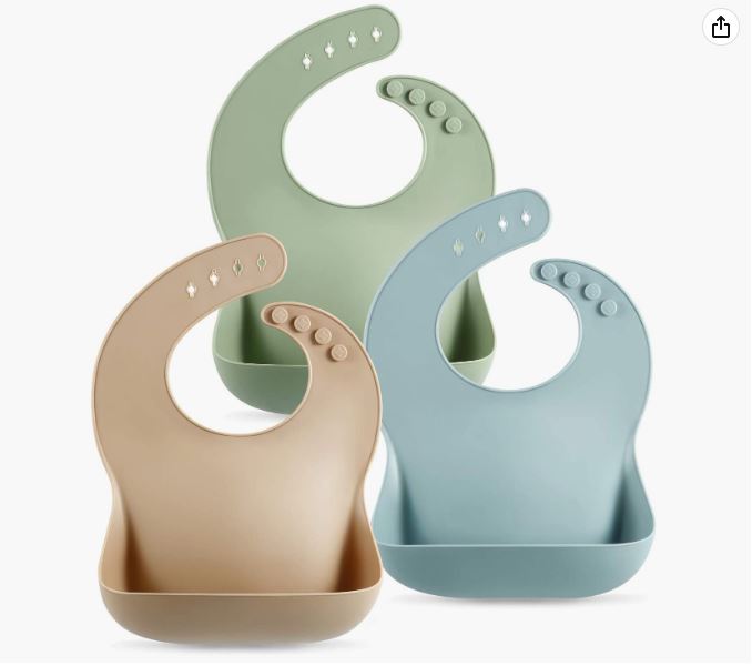 PandaEar 3 Pack Cute Silicone Baby Bibs