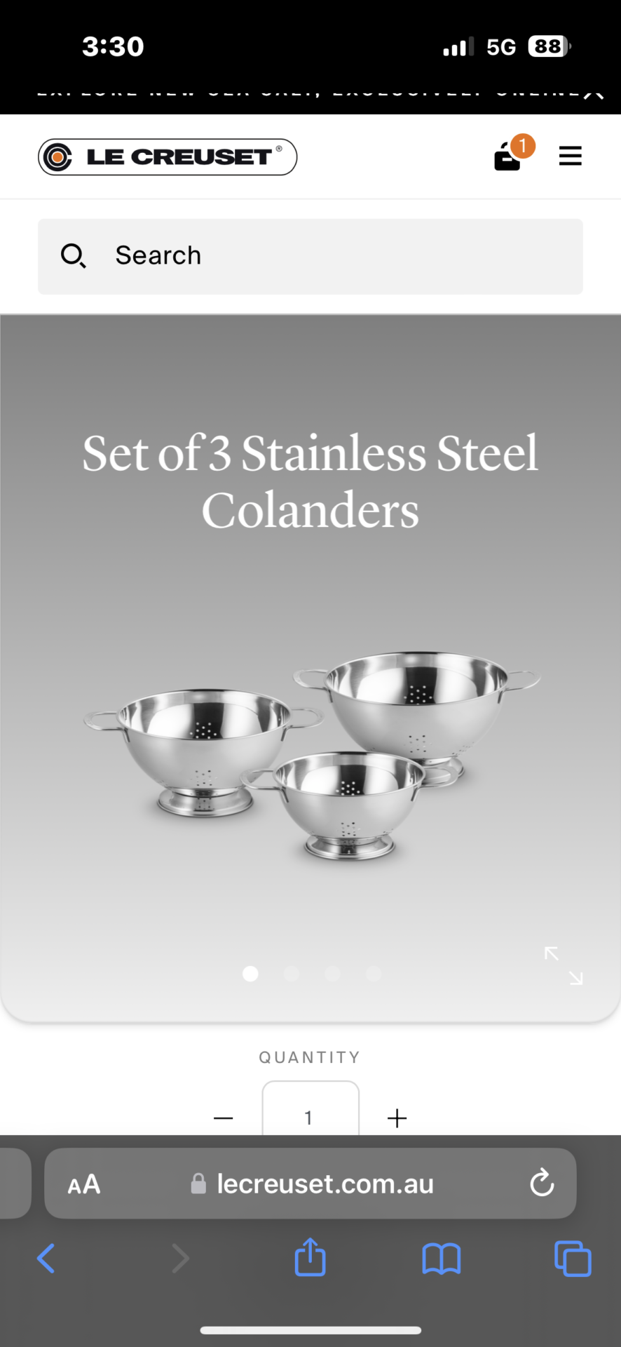 Le Creuset Set of 3 Stainless Steel Colanders