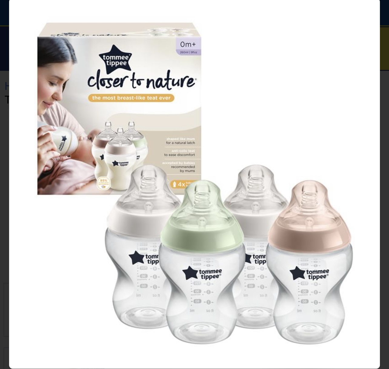 Toppee Tippee closer to nature baby bottles slow flow, breast like teat with anti-colic valve