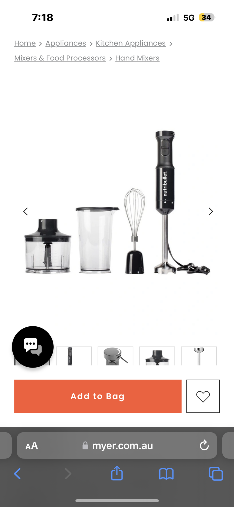 Nutribullet Immersion Blender Dark Grey NBI07110