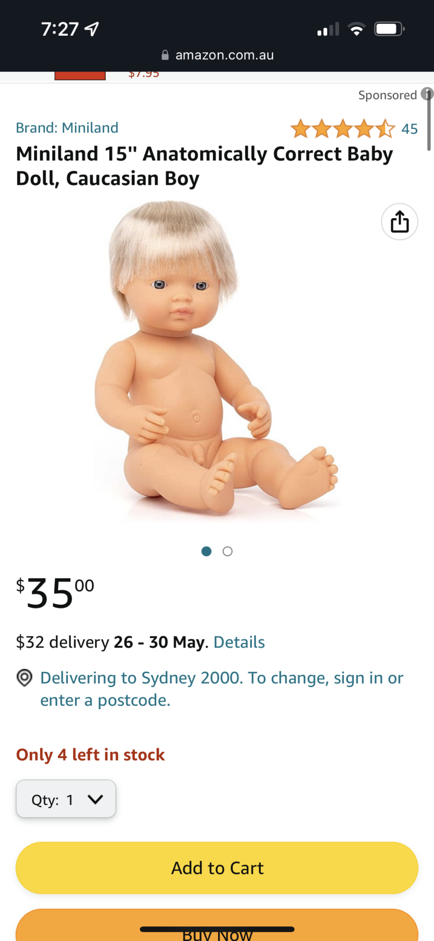 Mini lane anatomically correct doll