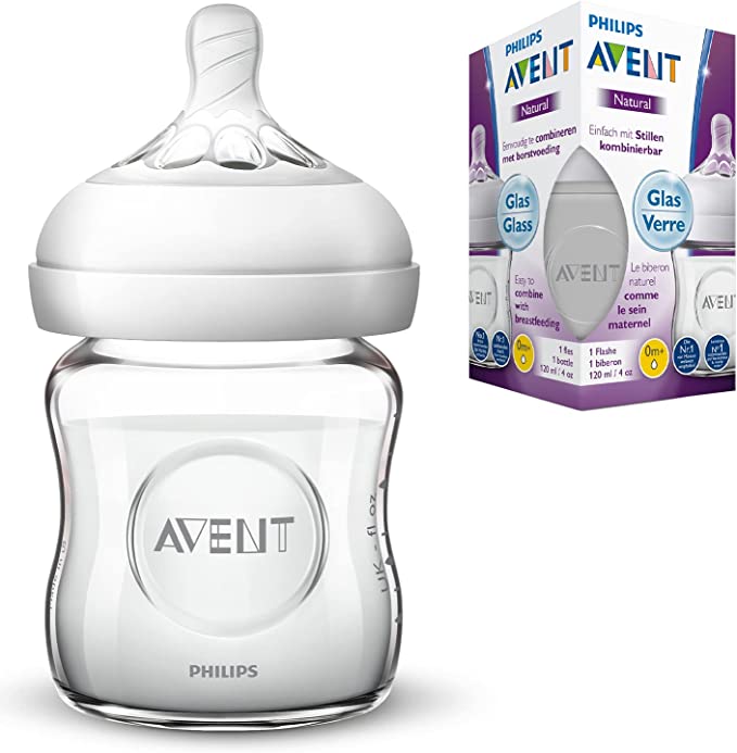 Avent Natural 120ml Glass Feeding bottle x2