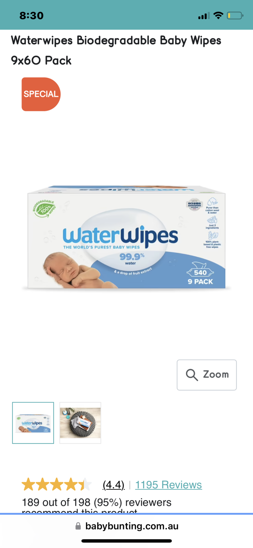 Water wipes