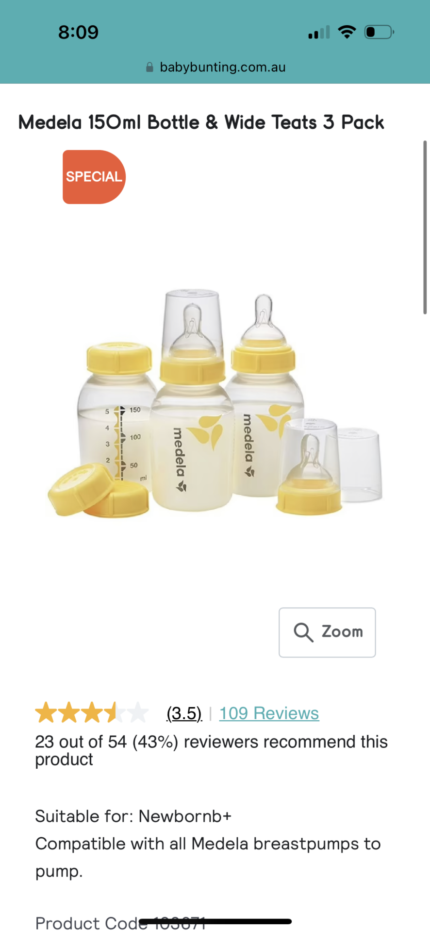 150ml baby bottle set