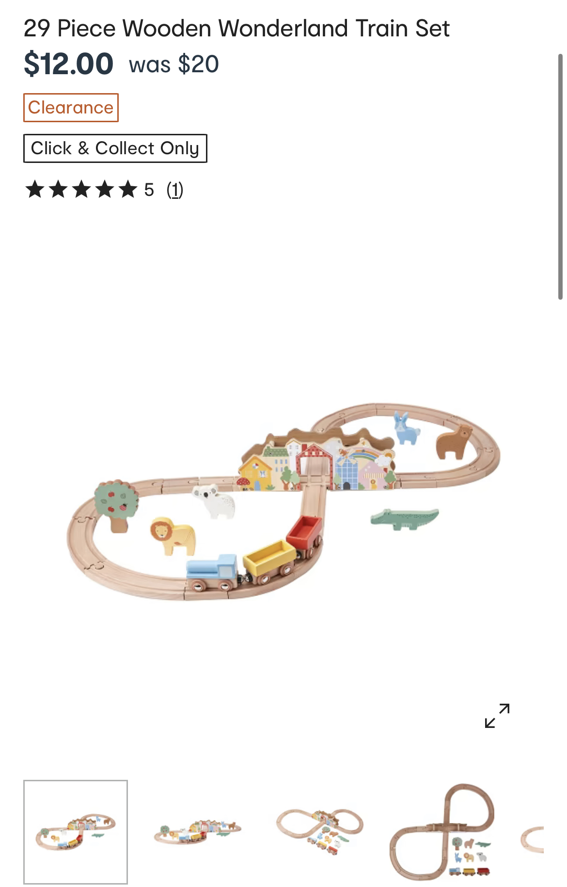 Wooden Train set with animals