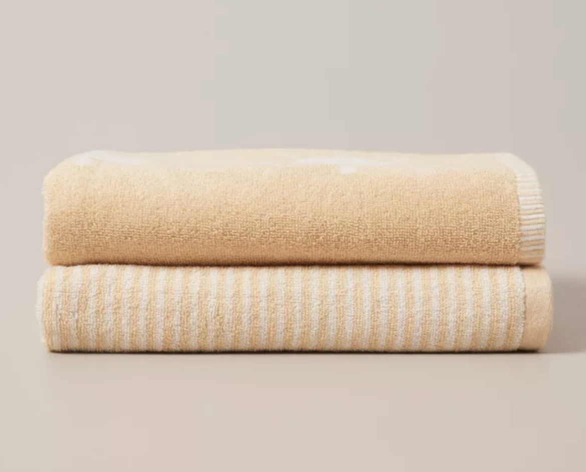 2 Pack bub. Organic Cotton Bath Towels - Yellow Sunshine