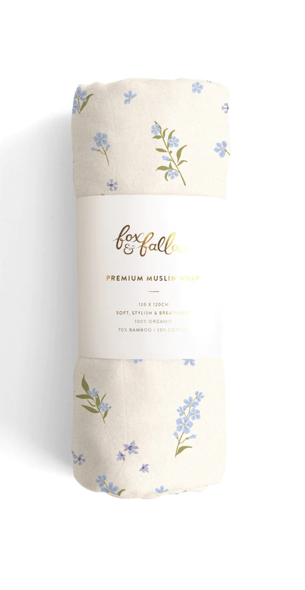 Forget-Me-Not Organic Muslin Wrap Swaddle